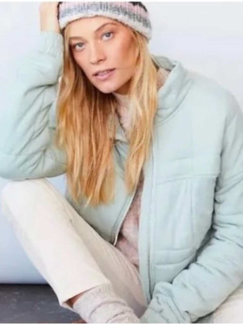 ALLFENIX Benita Quilted Lightweight Jacket in Sage sold by Anthropologie, Large